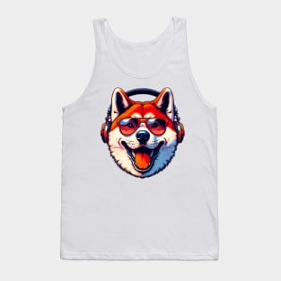 Japanese Akitainu Smiling DJ in Vivid Japanese Art Tank Top